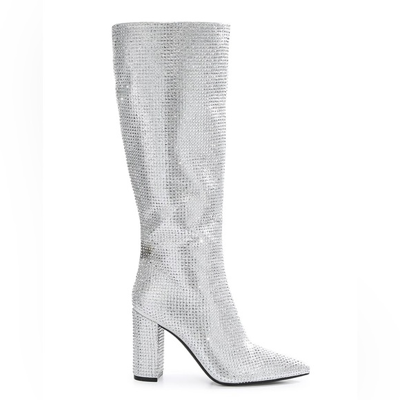 Rhinestone Tall Block Heel Boots - Picture 6 of 6